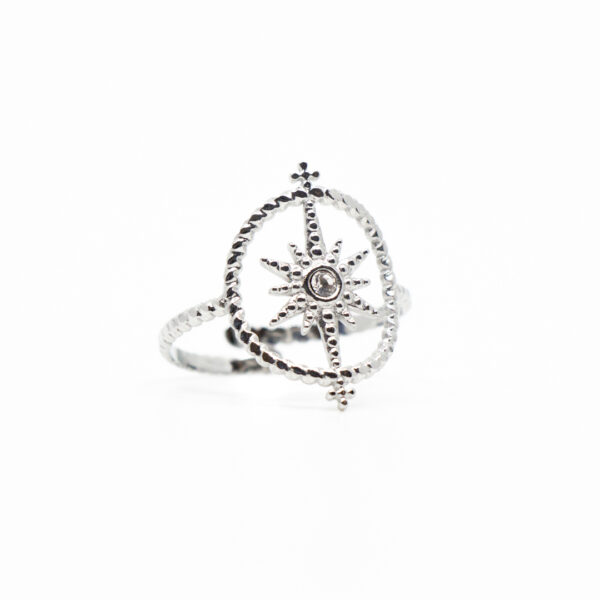 Anillo circulo y estrella plateado