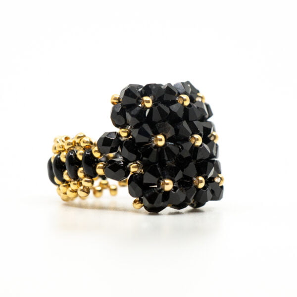 Anillo cuadrado Swarovski negro