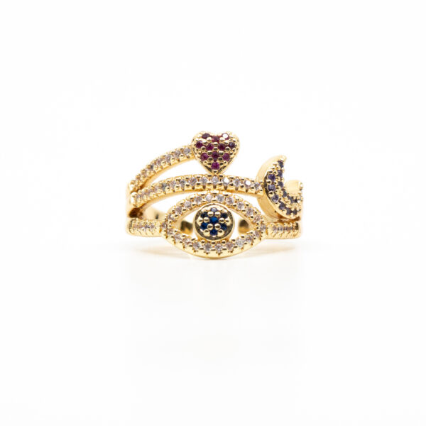 Anillo luna, ojo y corazón