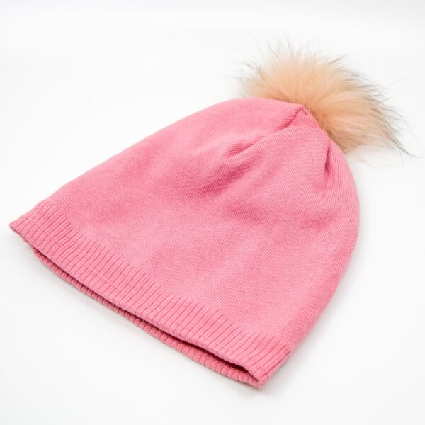 Gorro liso con pompón rosa