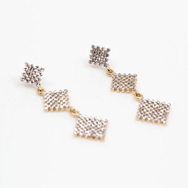 Pendientes cuadrados dorado y strass