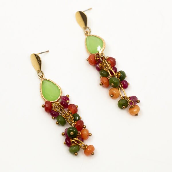 Pendientes piedras naturales naranja y verde