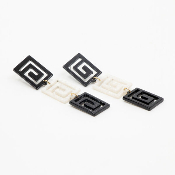 Pendientes espiral negro y blanco