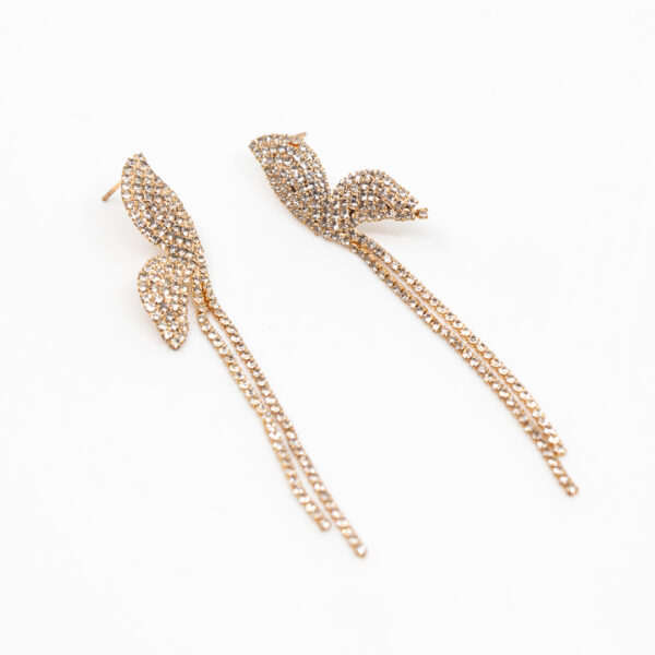 Pendientes strass media hoja dorado