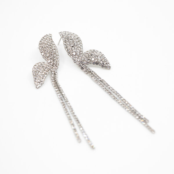 Pendientes strass media hoja plateado