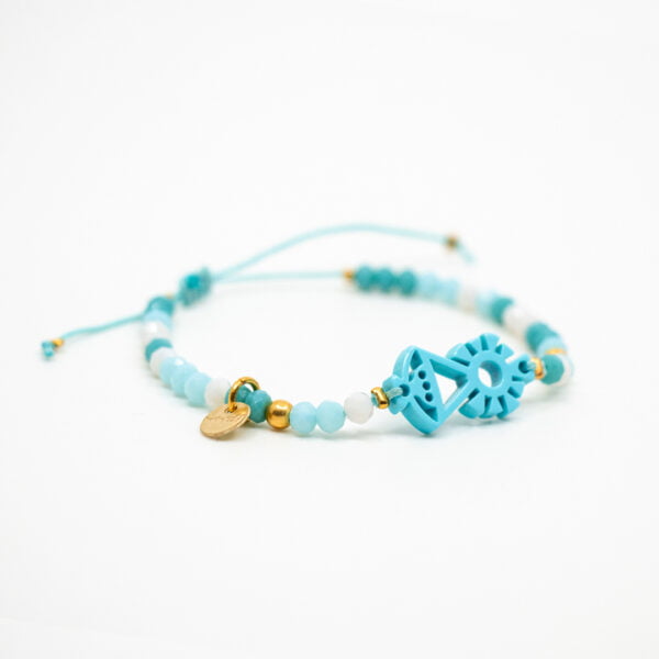 Pulsera cristales azul turquesa Virgen de Covadonga