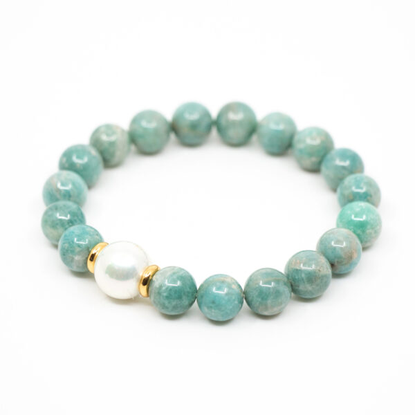 Pulsera de bolas de piedra natural en tonos azul turquesa