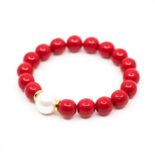 Pulsera de bolas de piedra natural en tonos rojos