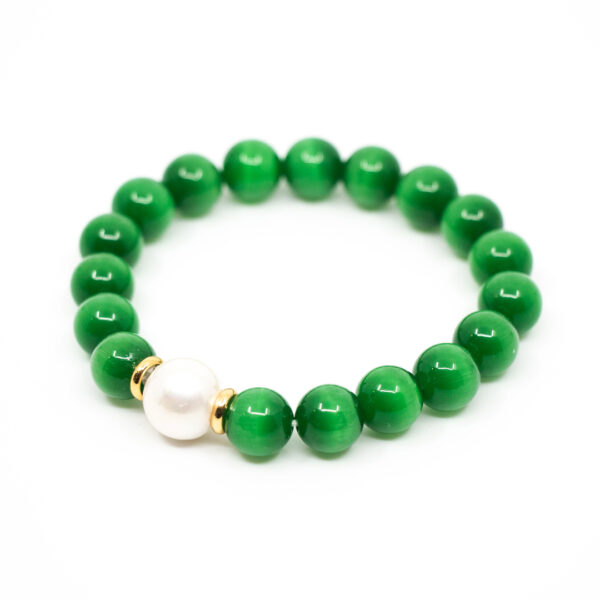 Pulsera de bolas de piedra natural en tonos verdes