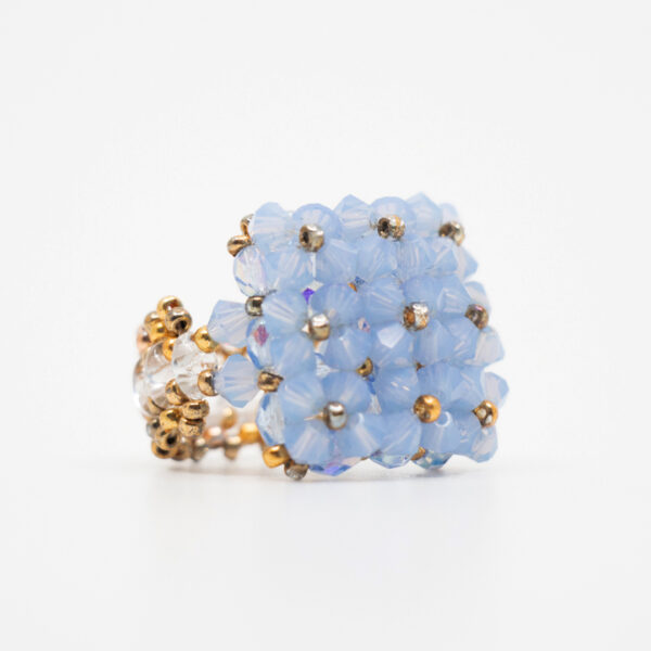 Anillo cuadrado de cristal Swarovski azul